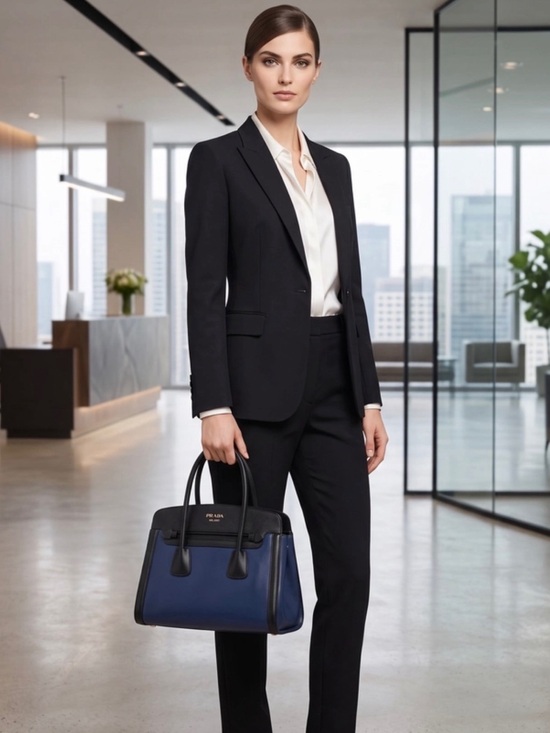 Prada Handbags - #R30 PRADA Milano Bicolour Saffiano Trimmed (Org $1,850USD) Canvas #Leather Bag